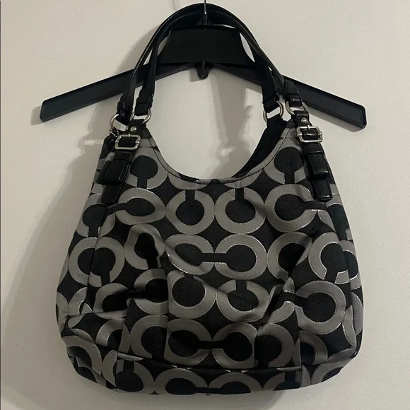 Coach Black Silver and Gray Circle Pattern Shoulder Bag - Picture 5 of 16